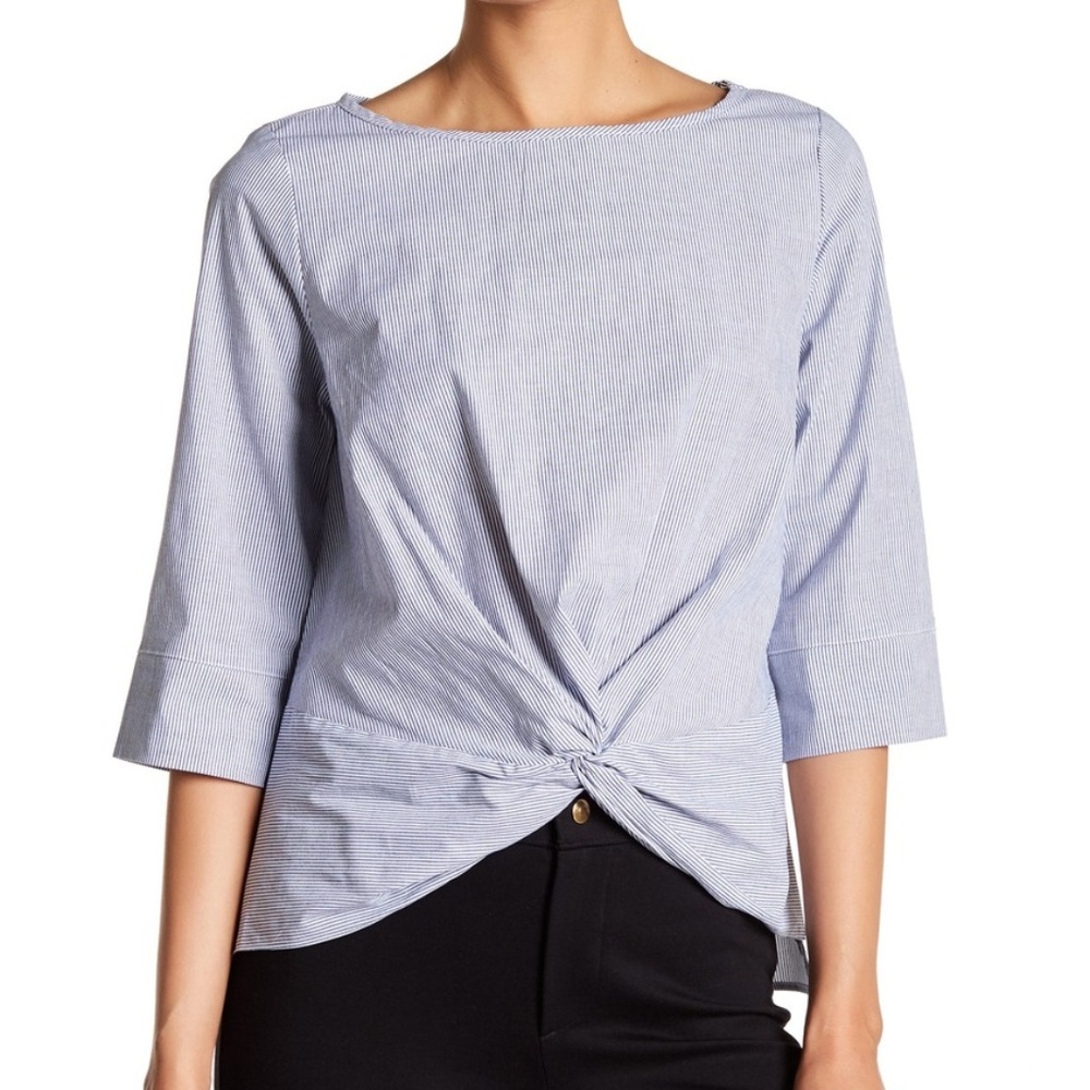 Como Vintage knot/twist front cotton blouse